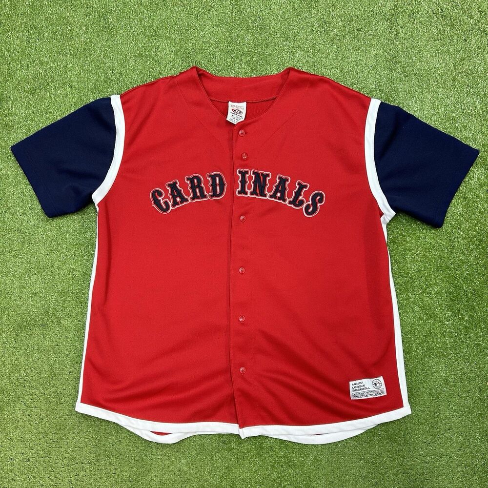 St Louis Cardinals Red Button Front Embroidered Baseball Jersey L